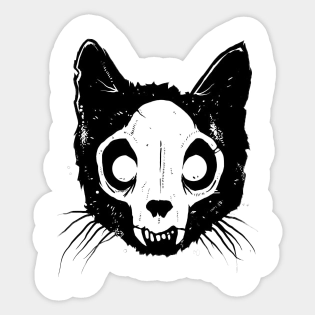 MORKETIDEN PRODUCTIONS CAT SKULL LOGO Mark Gufler Art Sticker by Morketiden Productions